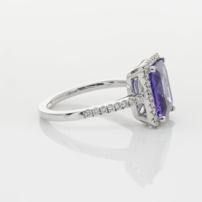 18ct White Gold Tanzanite & Diamond Ring-Ring-Walker & Hall