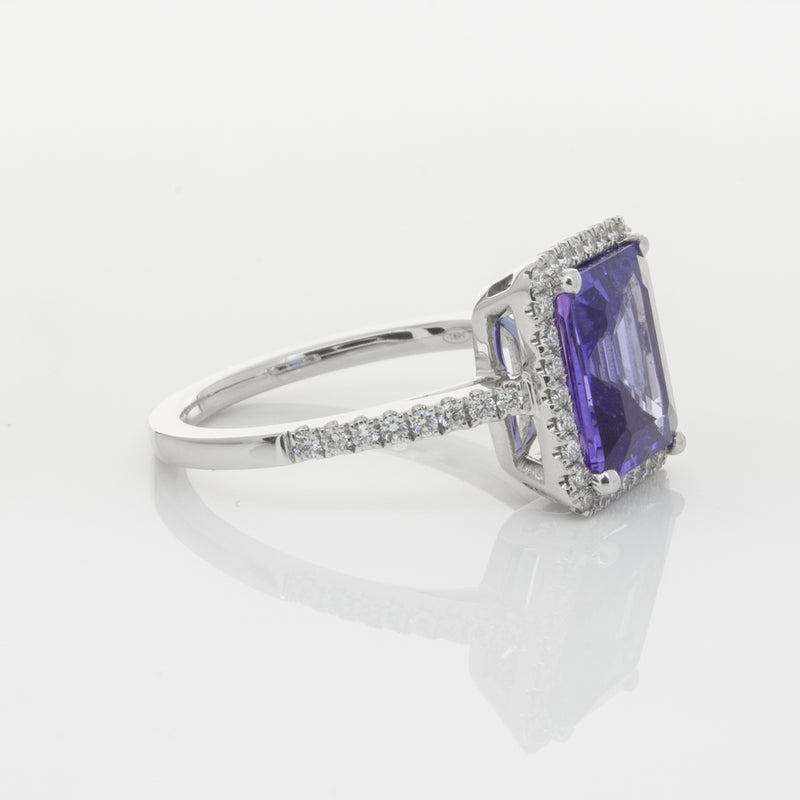 18ct White Gold Tanzanite & Diamond Ring-Ring-Walker & Hall