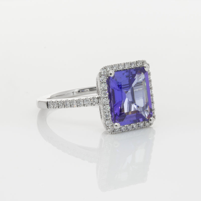 18ct White Gold Tanzanite & Diamond Ring-Ring-Walker & Hall