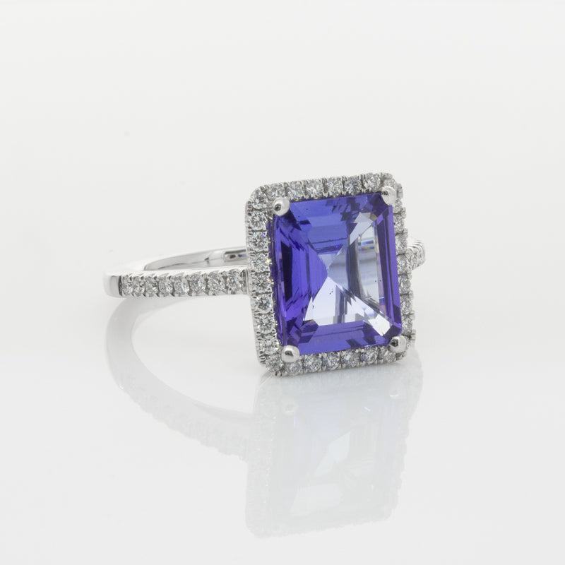 18ct White Gold Tanzanite & Diamond Ring-Ring-Walker & Hall