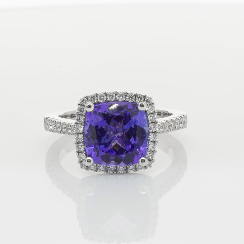 18ct White Gold Tanzanite & Diamond Ring-Ring-Walker & Hall