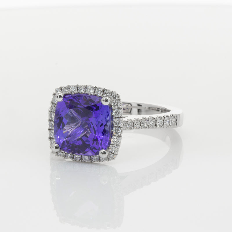18ct White Gold Tanzanite & Diamond Ring-Ring-Walker & Hall
