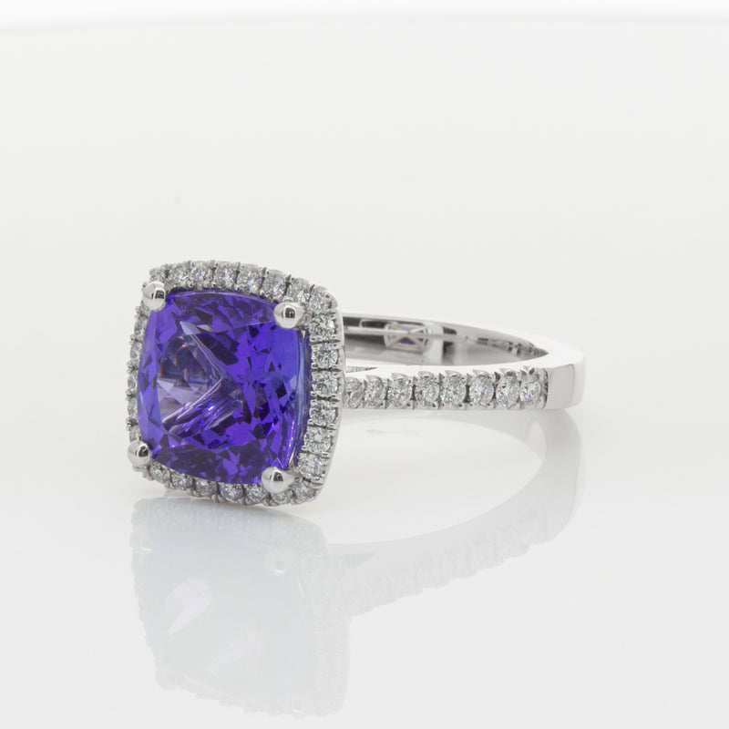 18ct White Gold Tanzanite & Diamond Ring-Ring-Walker & Hall
