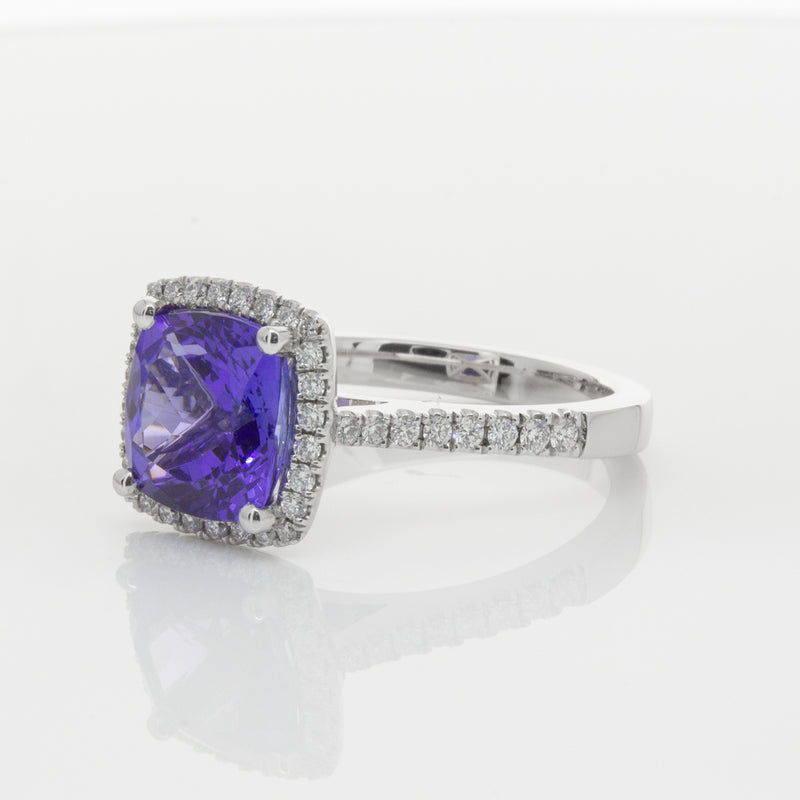 18ct White Gold Tanzanite & Diamond Ring-Ring-Walker & Hall
