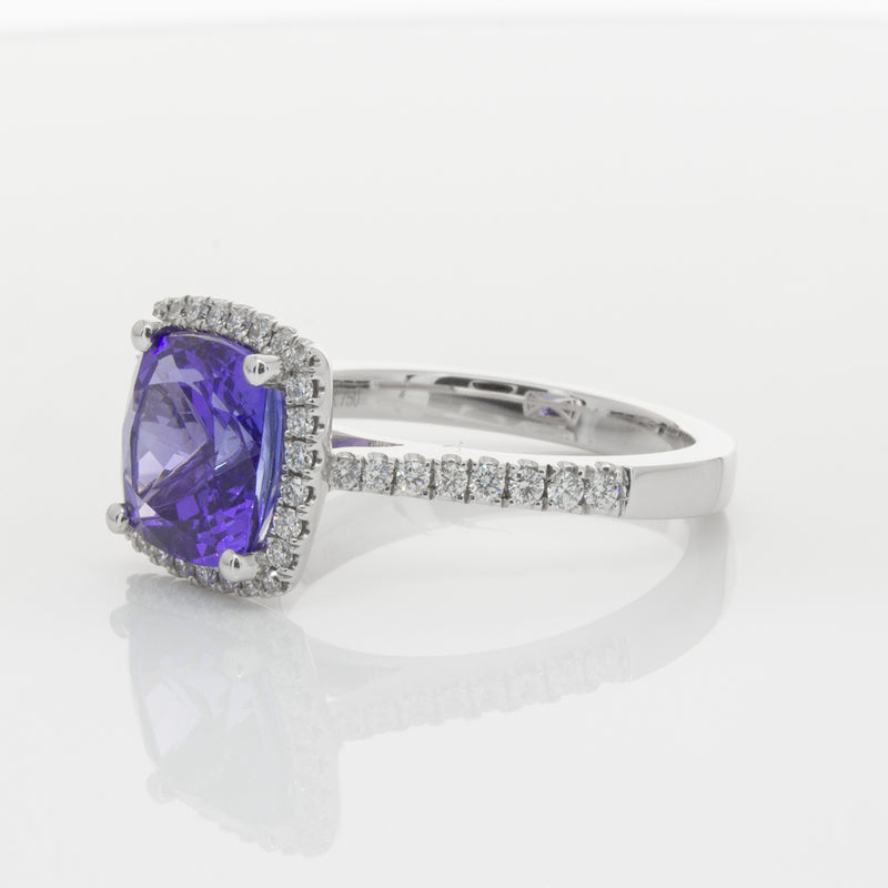 18ct White Gold Tanzanite & Diamond Ring-Ring-Walker & Hall