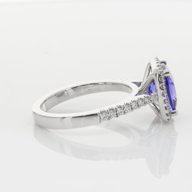 18ct White Gold Tanzanite & Diamond Ring-Ring-Walker & Hall