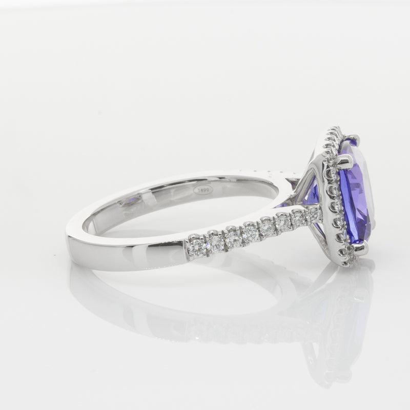 18ct White Gold Tanzanite & Diamond Ring-Ring-Walker & Hall