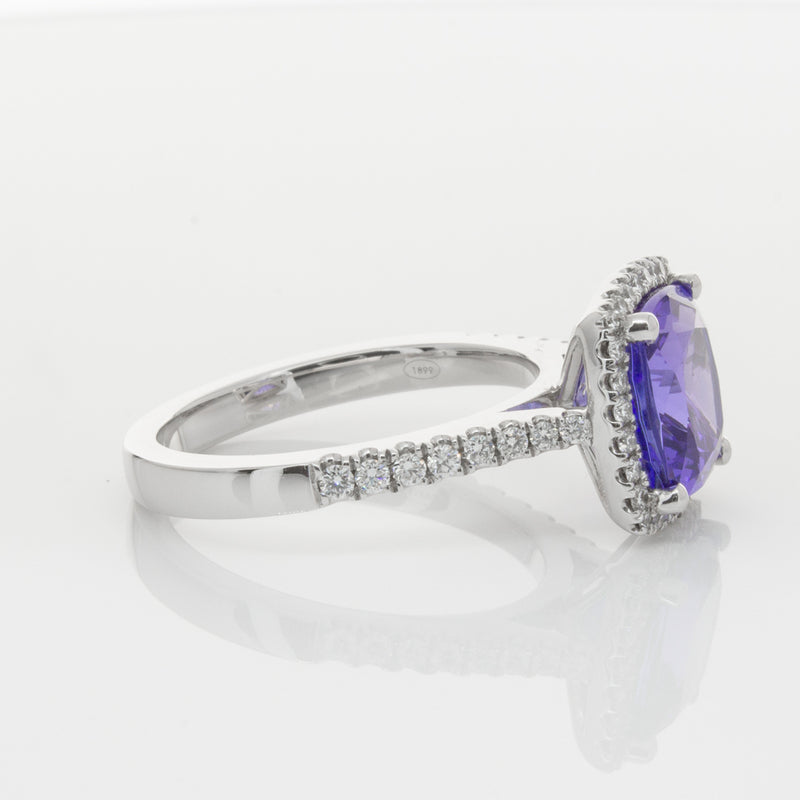 18ct White Gold Tanzanite & Diamond Ring-Ring-Walker & Hall