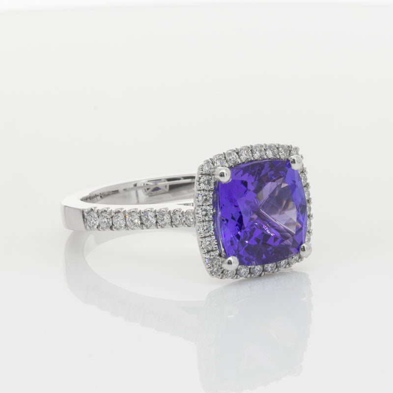 18ct White Gold Tanzanite & Diamond Ring-Ring-Walker & Hall