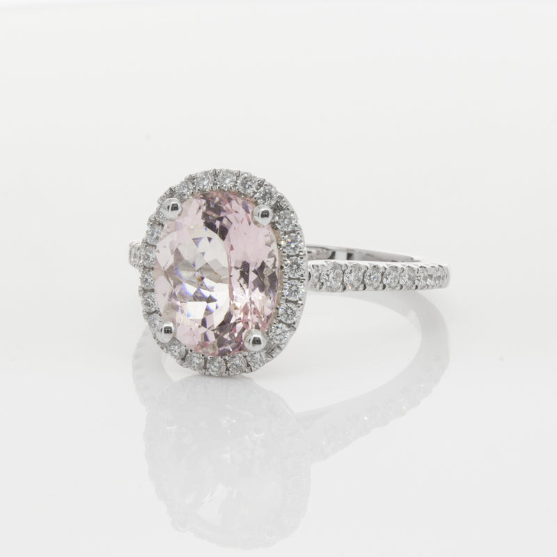 18ct White Gold Morganite & Diamond Sierra Ring-Ring-Walker & Hall
