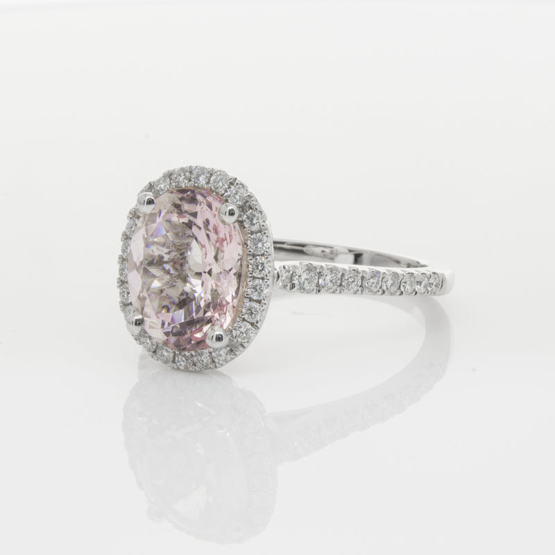 18ct White Gold Morganite & Diamond Sierra Ring-Ring-Walker & Hall