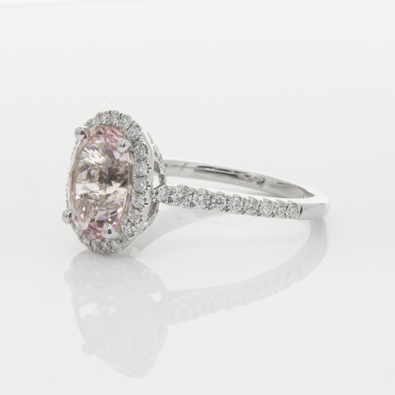 18ct White Gold Morganite & Diamond Sierra Ring-Ring-Walker & Hall