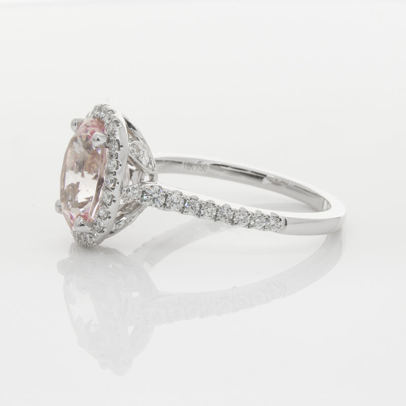 18ct White Gold Morganite & Diamond Sierra Ring-Ring-Walker & Hall