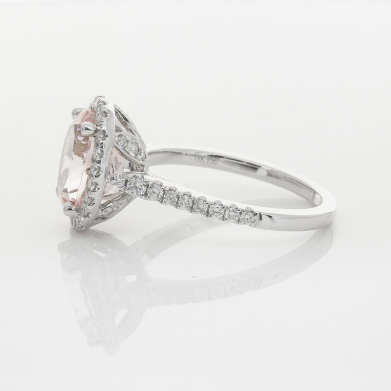 18ct White Gold Morganite & Diamond Sierra Ring-Ring-Walker & Hall