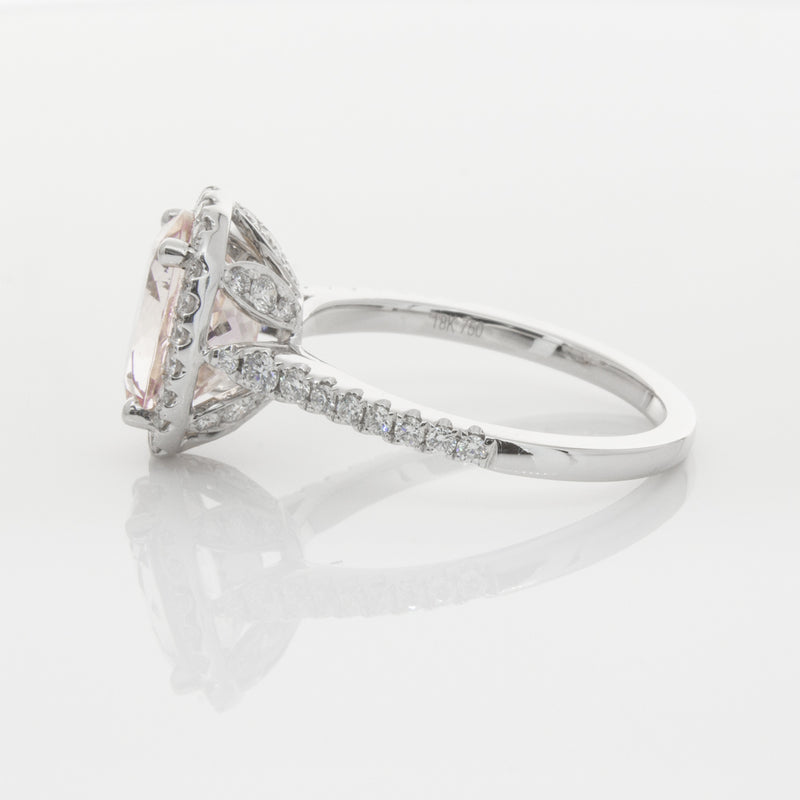 18ct White Gold Morganite & Diamond Sierra Ring-Ring-Walker & Hall