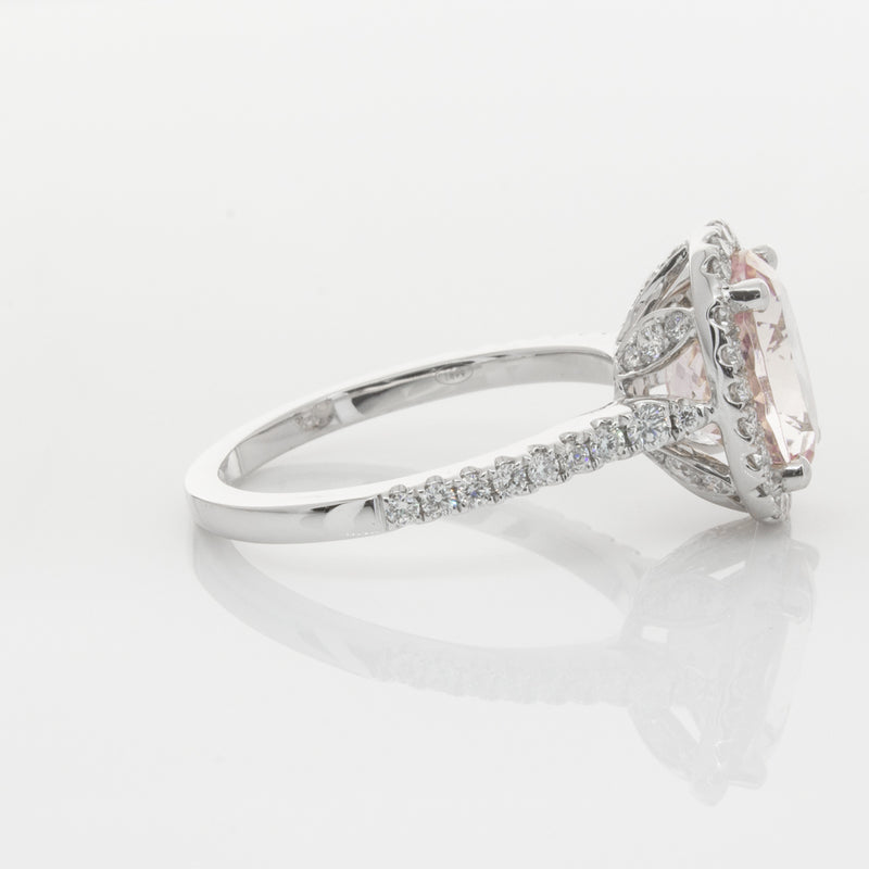 18ct White Gold Morganite & Diamond Sierra Ring-Ring-Walker & Hall