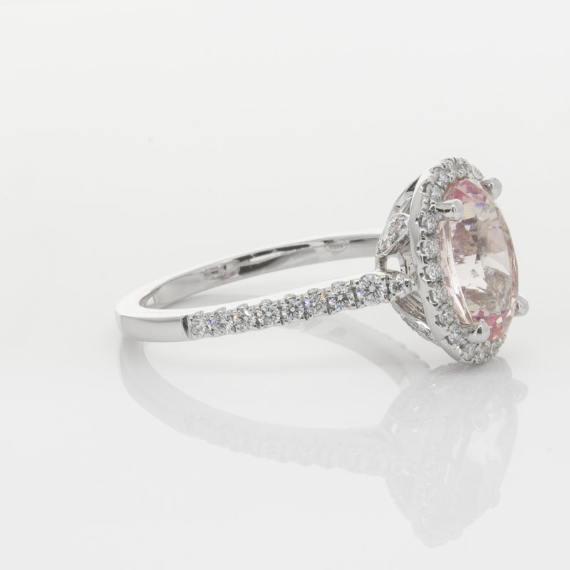 18ct White Gold Morganite & Diamond Sierra Ring-Ring-Walker & Hall