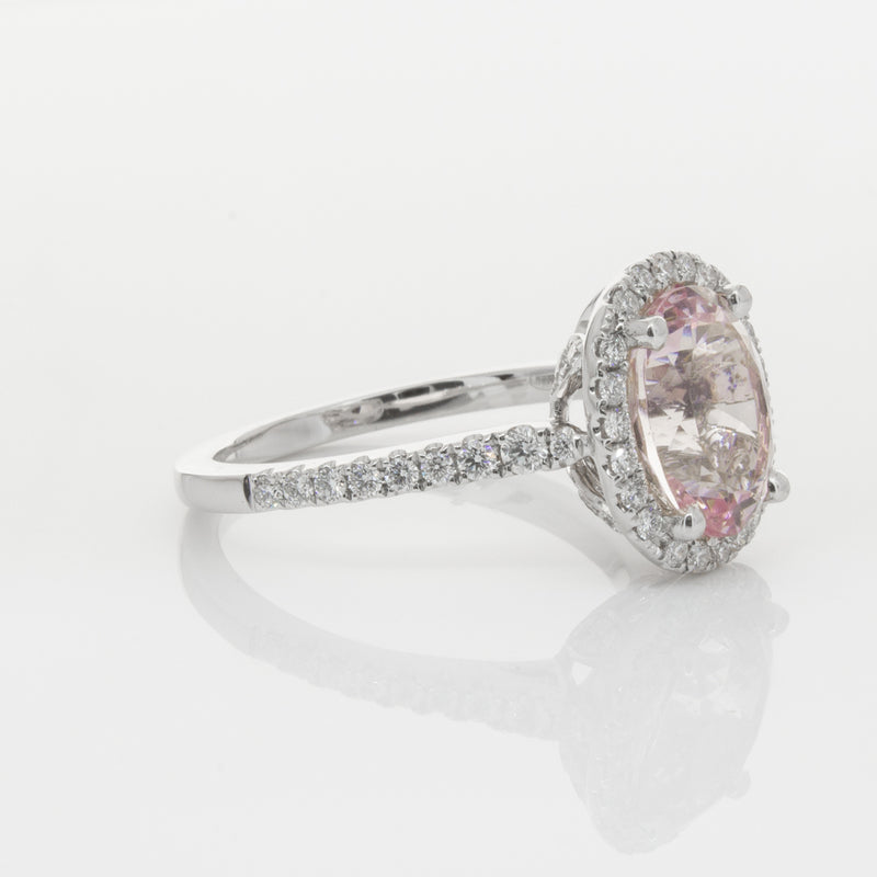 18ct White Gold Morganite & Diamond Sierra Ring-Ring-Walker & Hall