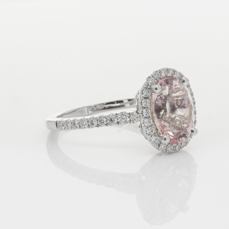 18ct White Gold Morganite & Diamond Sierra Ring-Ring-Walker & Hall