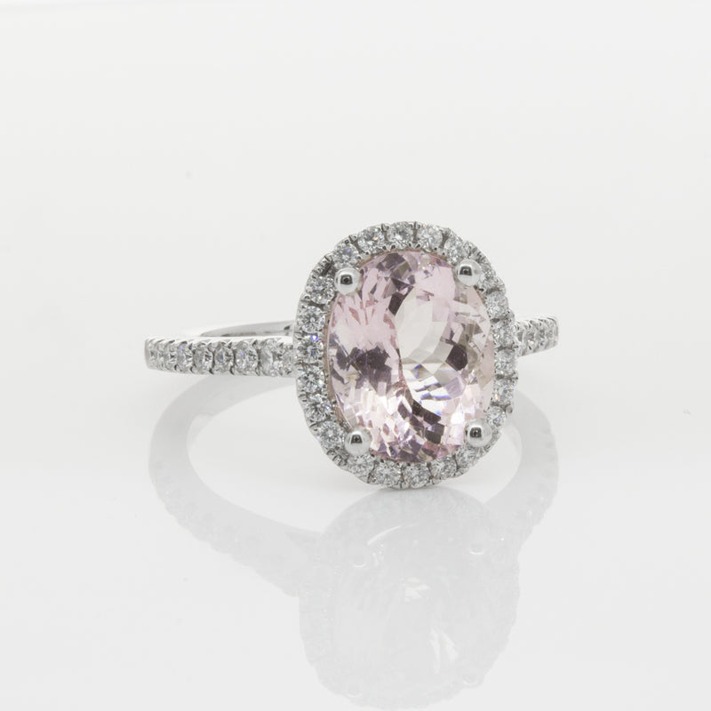 18ct White Gold Morganite & Diamond Sierra Ring-Ring-Walker & Hall