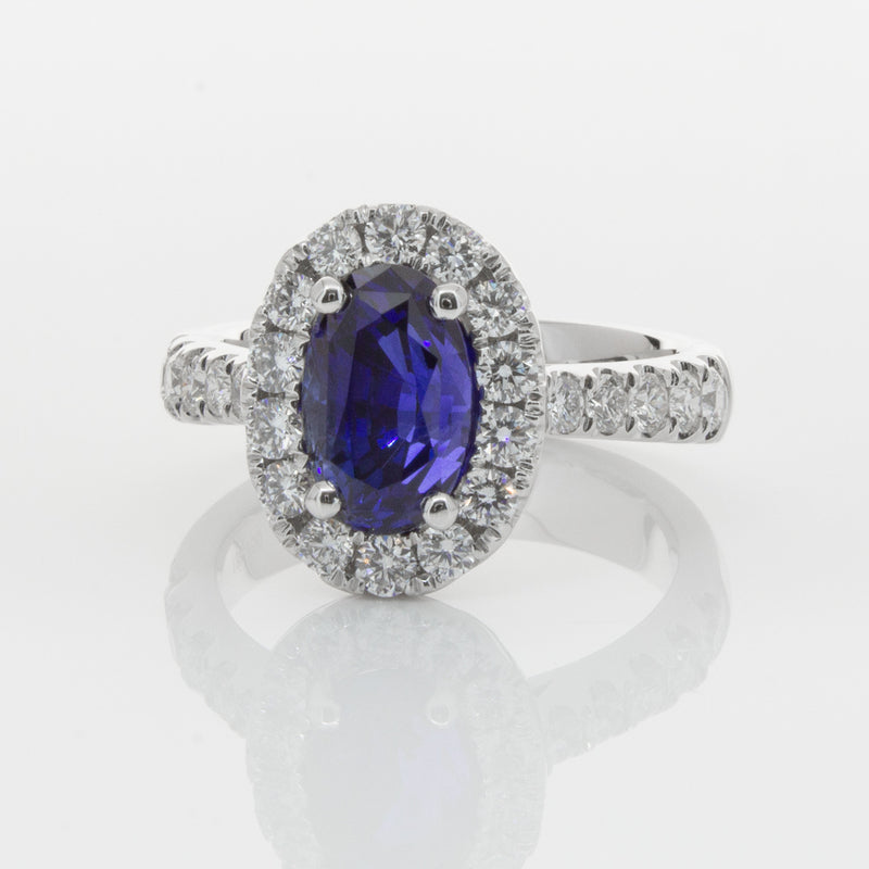 18ct White Gold Sapphire & Diamond Ring-Ring-Walker & Hall