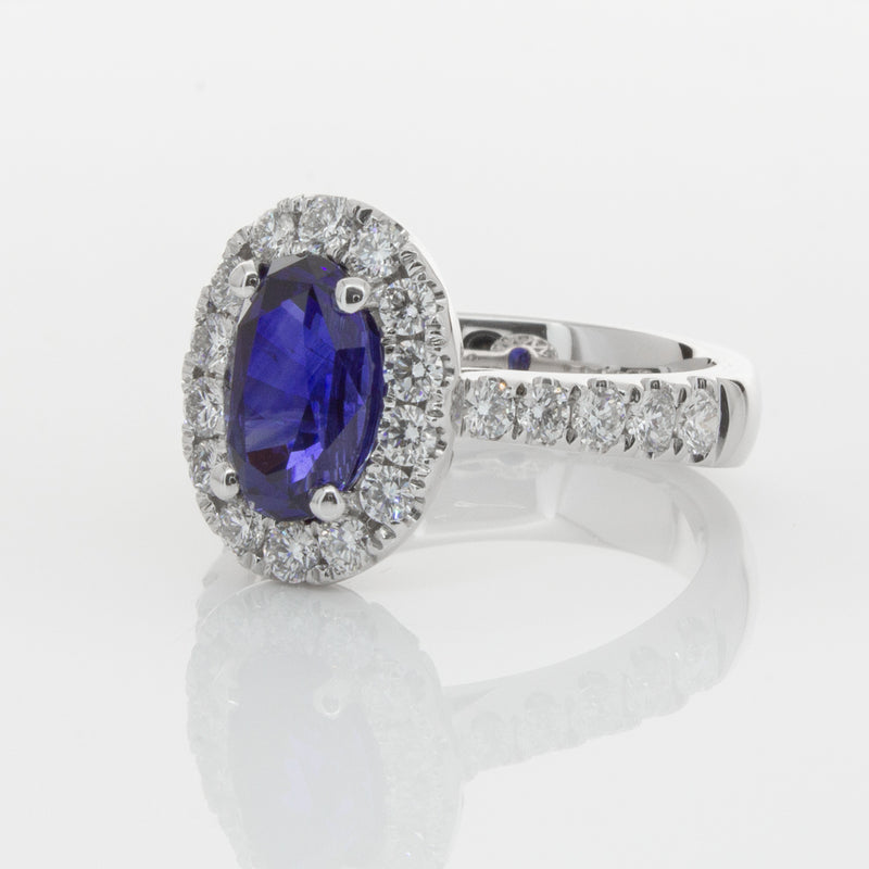 18ct White Gold Sapphire & Diamond Ring-Ring-Walker & Hall