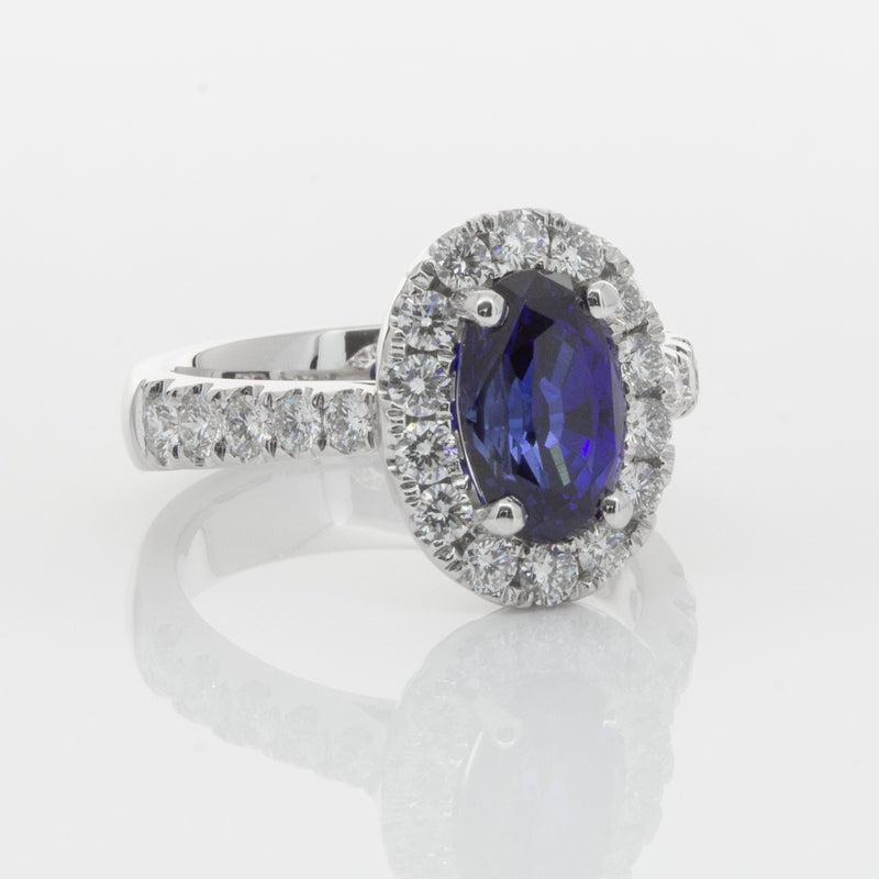 18ct White Gold Sapphire & Diamond Ring-Ring-Walker & Hall