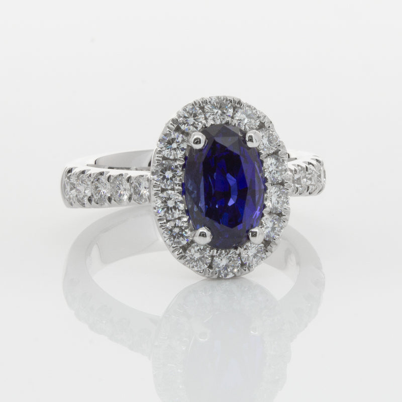 18ct White Gold Sapphire & Diamond Ring-Ring-Walker & Hall