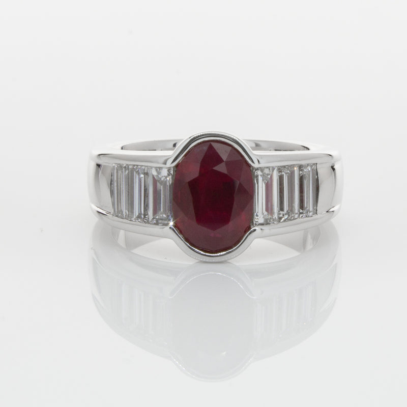 18ct White Gold Ruby & Diamond Ring-Ring-Walker & Hall