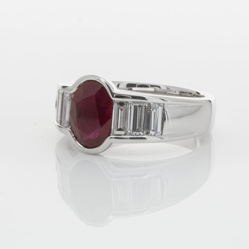 18ct White Gold Ruby & Diamond Ring-Ring-Walker & Hall