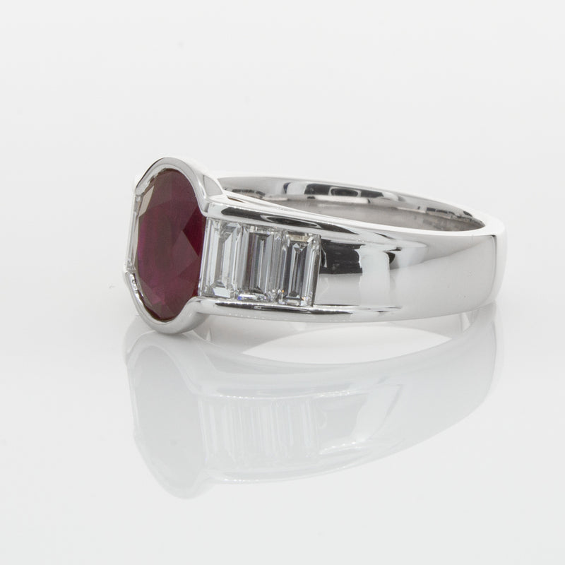 18ct White Gold Ruby & Diamond Ring-Ring-Walker & Hall