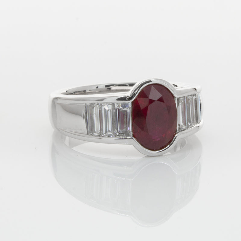18ct White Gold Ruby & Diamond Ring-Ring-Walker & Hall