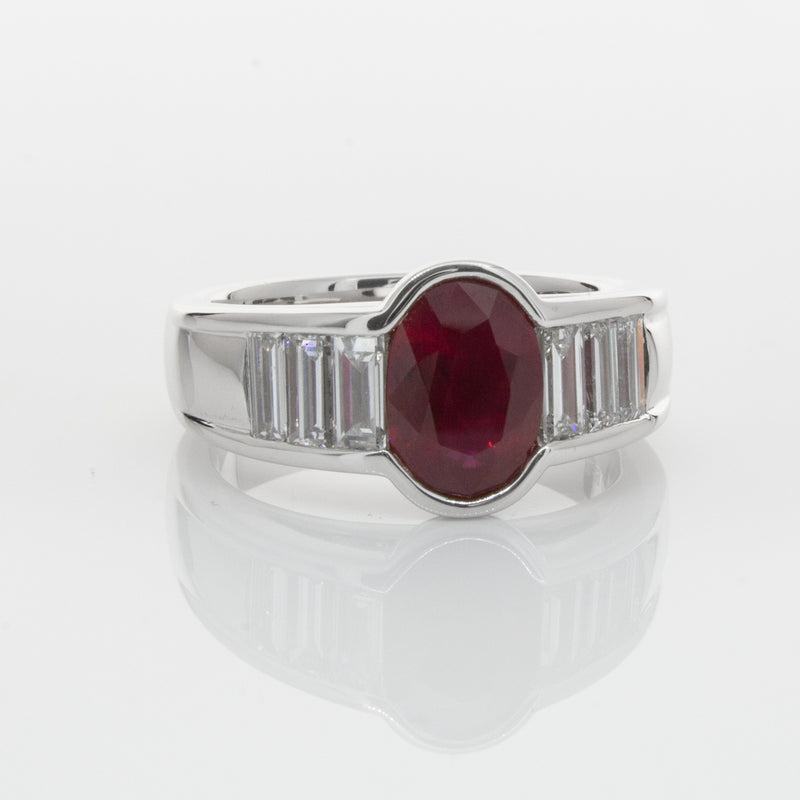 18ct White Gold Ruby & Diamond Ring-Ring-Walker & Hall