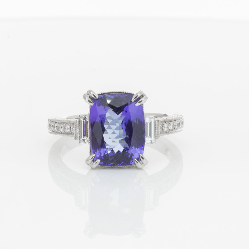 18ct White Gold Tanzanite & Diamond Ring-Ring-Walker & Hall