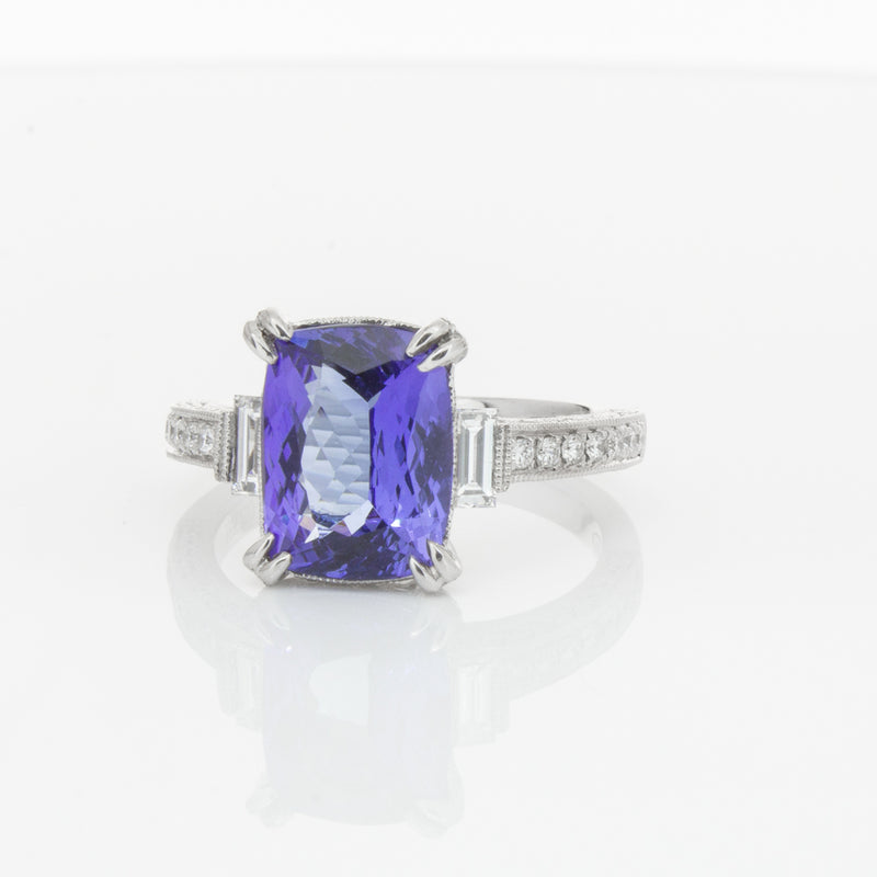 18ct White Gold Tanzanite & Diamond Ring-Ring-Walker & Hall