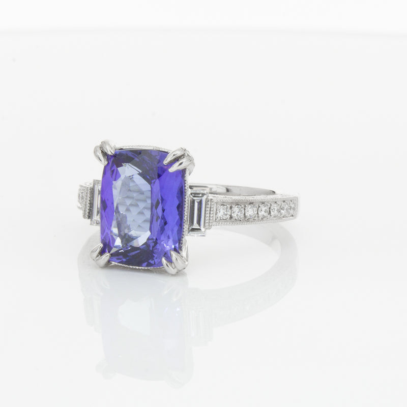 18ct White Gold Tanzanite & Diamond Ring-Ring-Walker & Hall