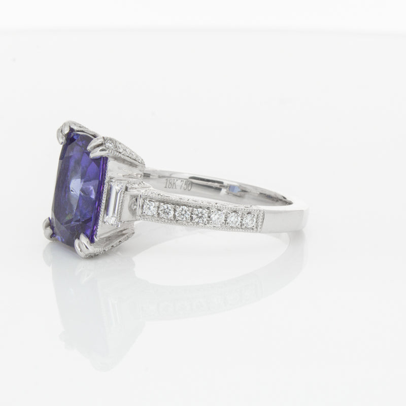 18ct White Gold Tanzanite & Diamond Ring-Ring-Walker & Hall