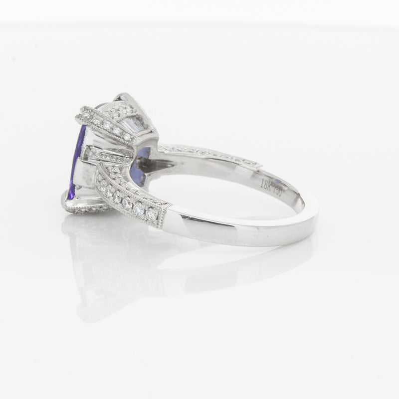 18ct White Gold Tanzanite & Diamond Ring-Ring-Walker & Hall
