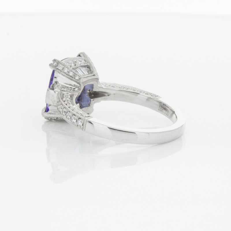 18ct White Gold Tanzanite & Diamond Ring-Ring-Walker & Hall