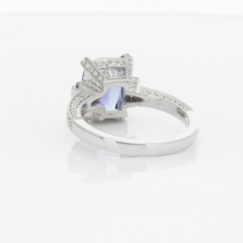 18ct White Gold Tanzanite & Diamond Ring-Ring-Walker & Hall