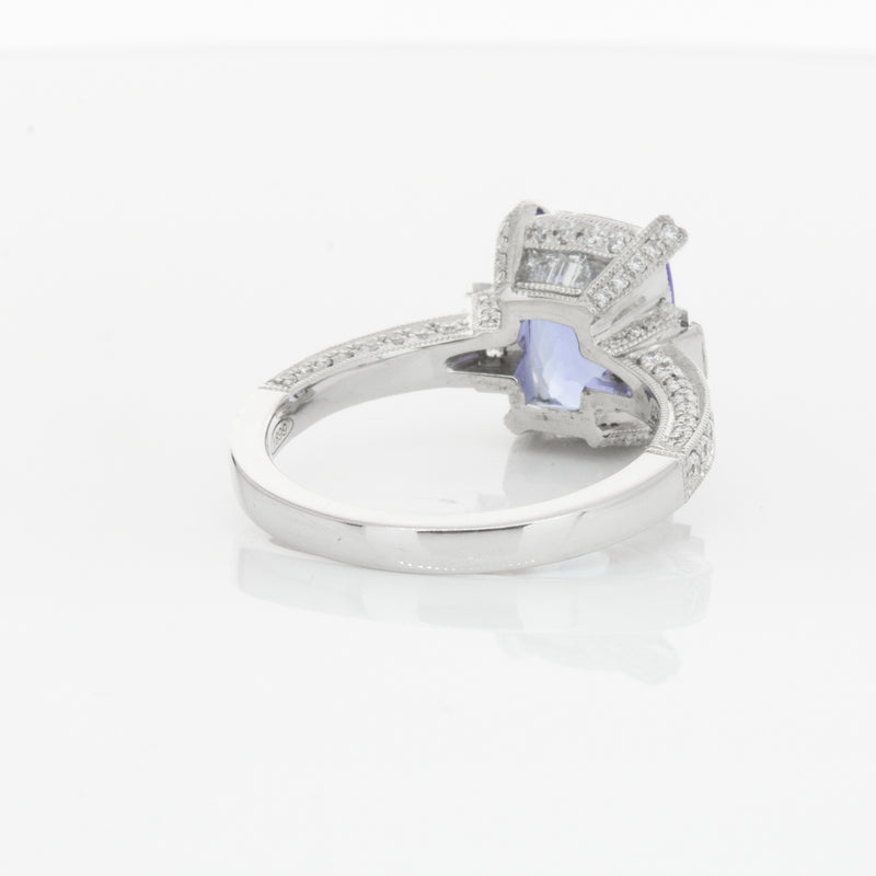 18ct White Gold Tanzanite & Diamond Ring-Ring-Walker & Hall