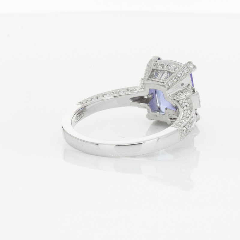 18ct White Gold Tanzanite & Diamond Ring-Ring-Walker & Hall