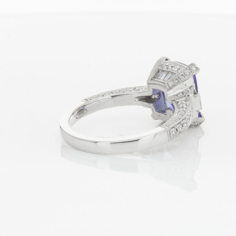 18ct White Gold Tanzanite & Diamond Ring-Ring-Walker & Hall