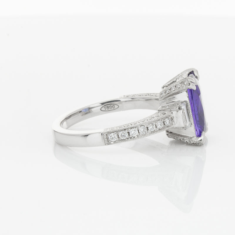 18ct White Gold Tanzanite & Diamond Ring-Ring-Walker & Hall