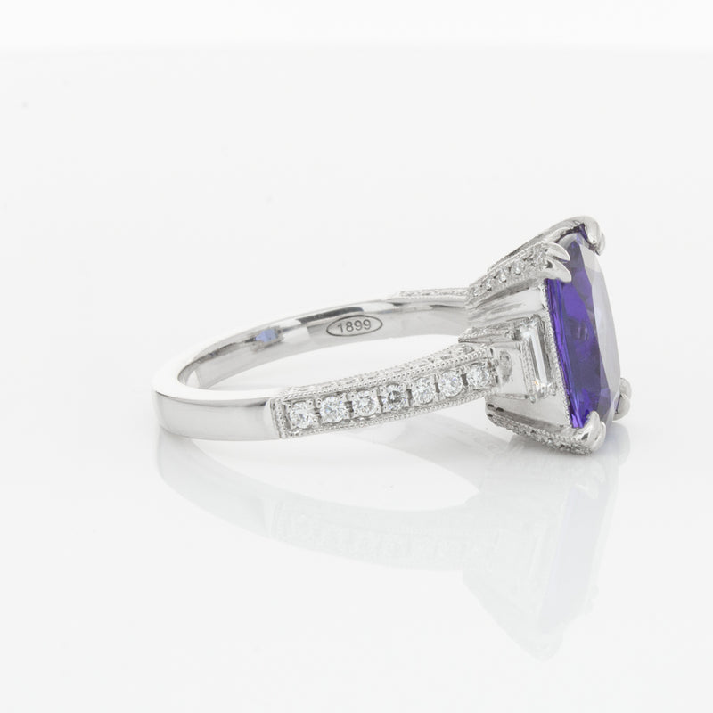 18ct White Gold Tanzanite & Diamond Ring-Ring-Walker & Hall