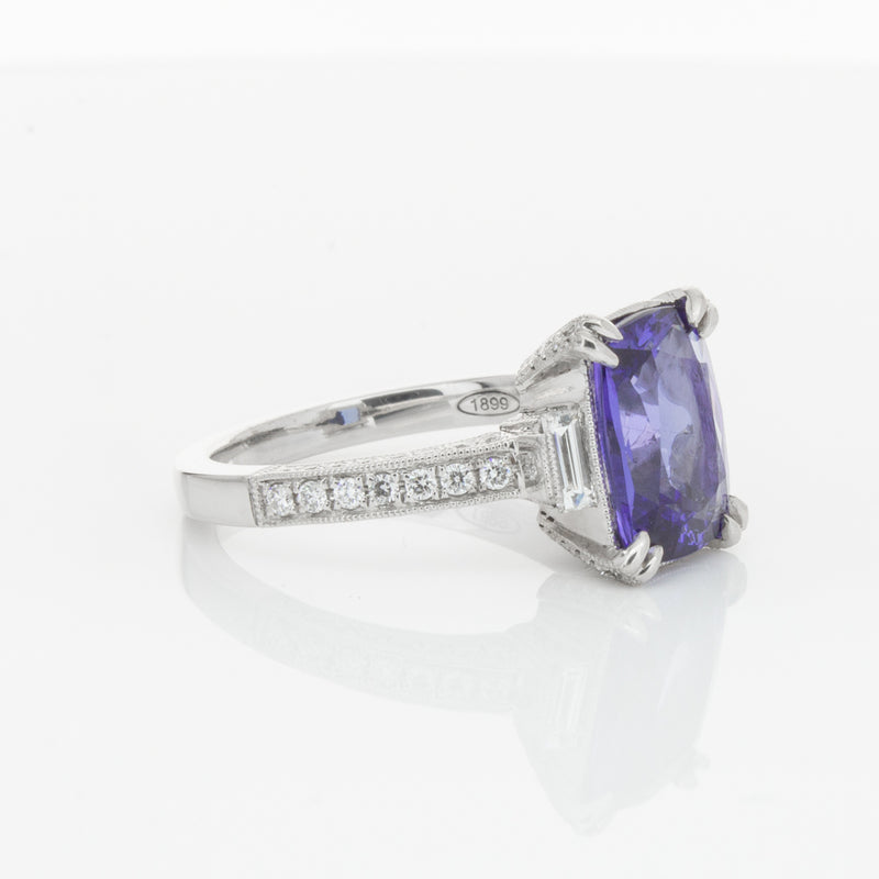 18ct White Gold Tanzanite & Diamond Ring-Ring-Walker & Hall