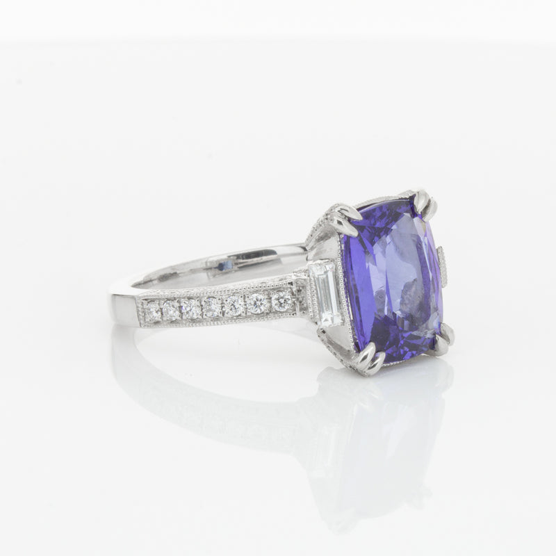 18ct White Gold Tanzanite & Diamond Ring-Ring-Walker & Hall