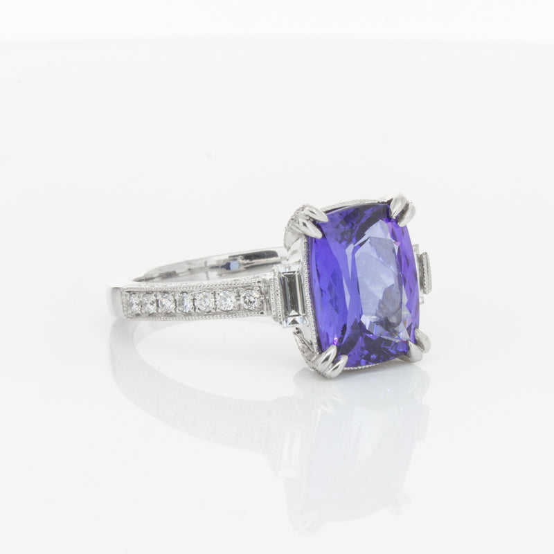 18ct White Gold Tanzanite & Diamond Ring-Ring-Walker & Hall