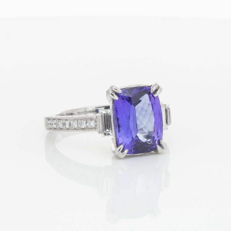 18ct White Gold Tanzanite & Diamond Ring-Ring-Walker & Hall