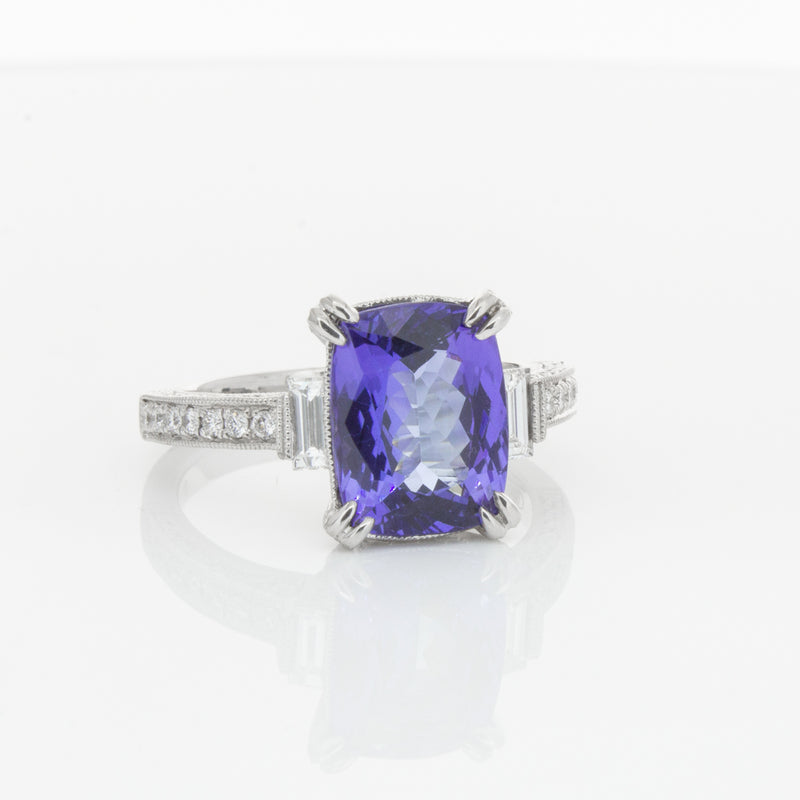 18ct White Gold Tanzanite & Diamond Ring-Ring-Walker & Hall